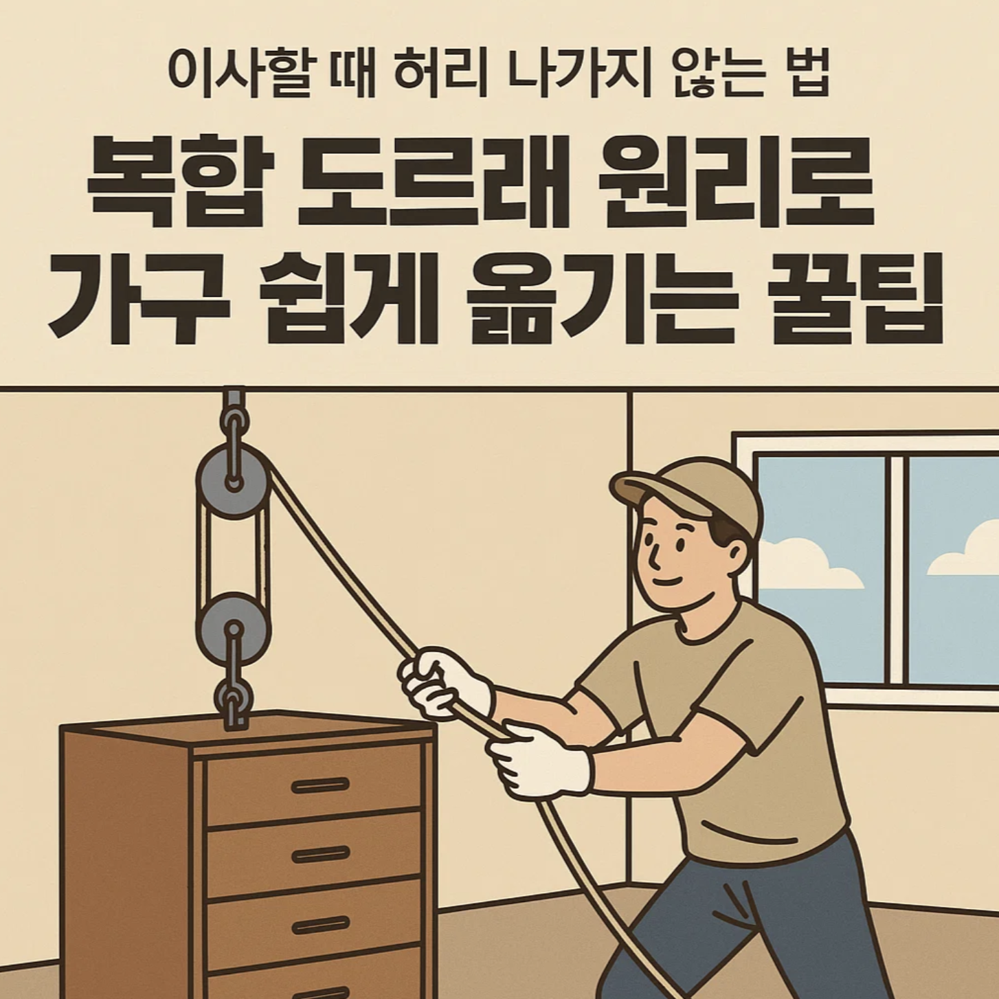 이사할 때 허리 나가지 않는 법, 복합 도르래 원리로 가구 쉽게 옮기는 꿀팁