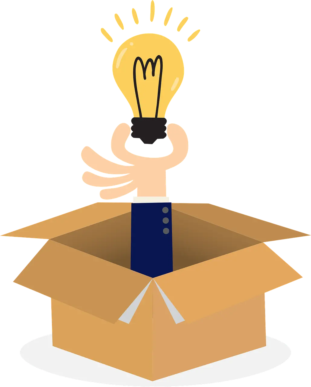 상자-속에서-빛나는-전구를-들고-나오는-손