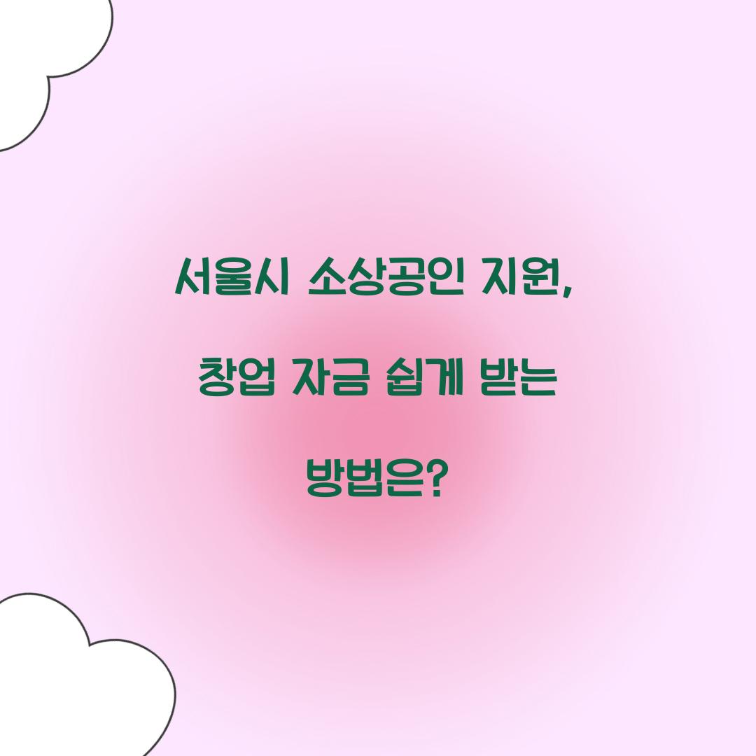 서울시 소상공인 지원