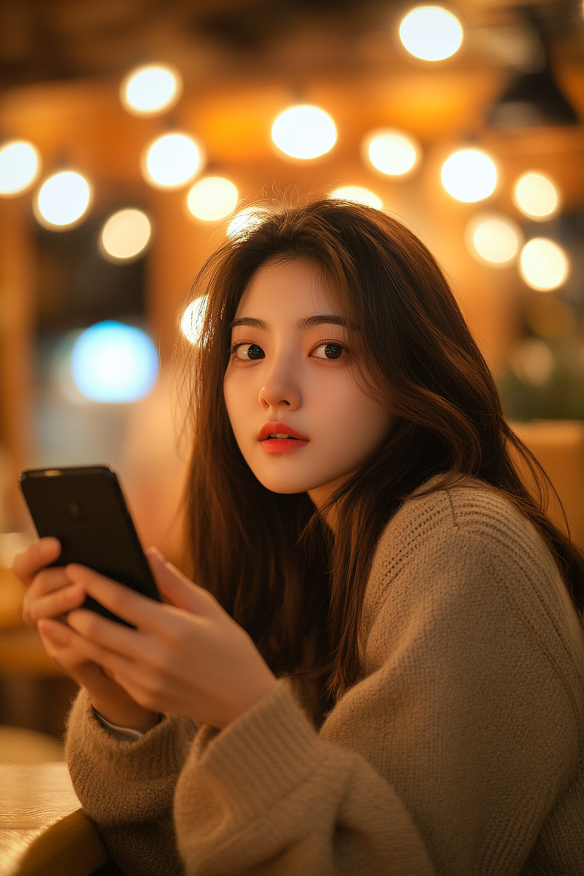 휴대폰으로-인스타그램화면-보는-한국여자07