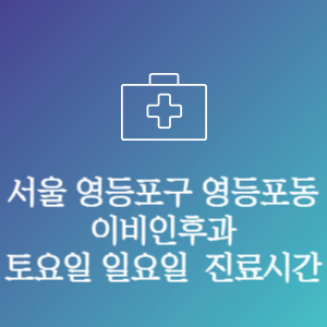 서울 영등포구 영등포동 이비인후과 주말 토요일 일요일 문여는 병원 진료시간