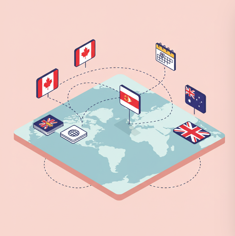 국가별 절차 비교(미&middot;캐&middot;호&middot;뉴&middot;영)