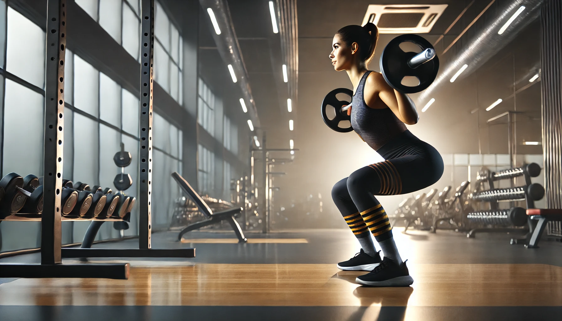 스쿼트하는 여자의 모습