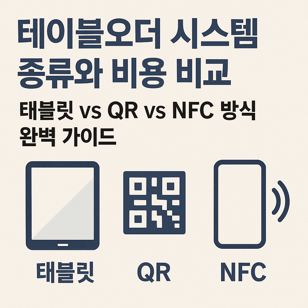 테이블오더 시스템 종류와 비용 비교 - 태블릿 vs QR vs NFC 방식 완벽 가이드