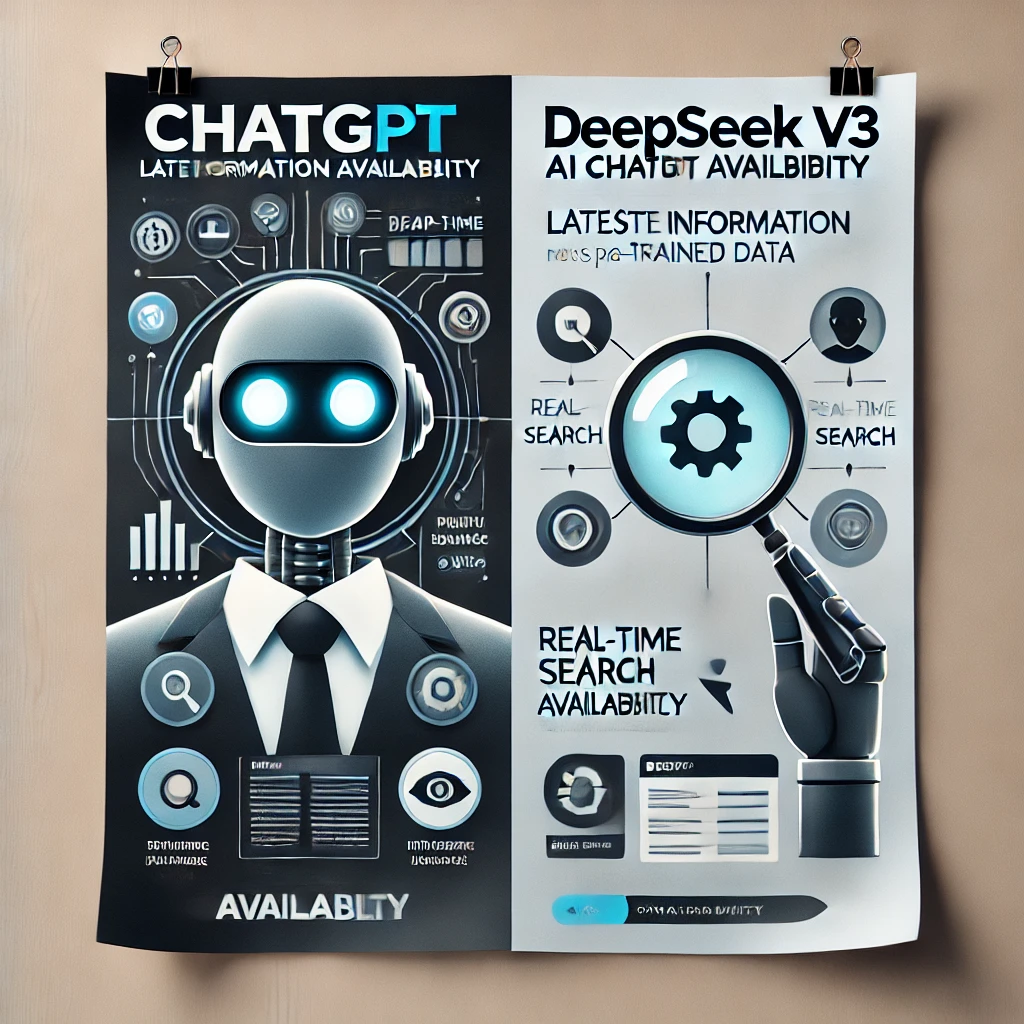 ChatGPT와 딥시크 V3(DeepSeek) 최신 정보 반영 비교 인포그래픽