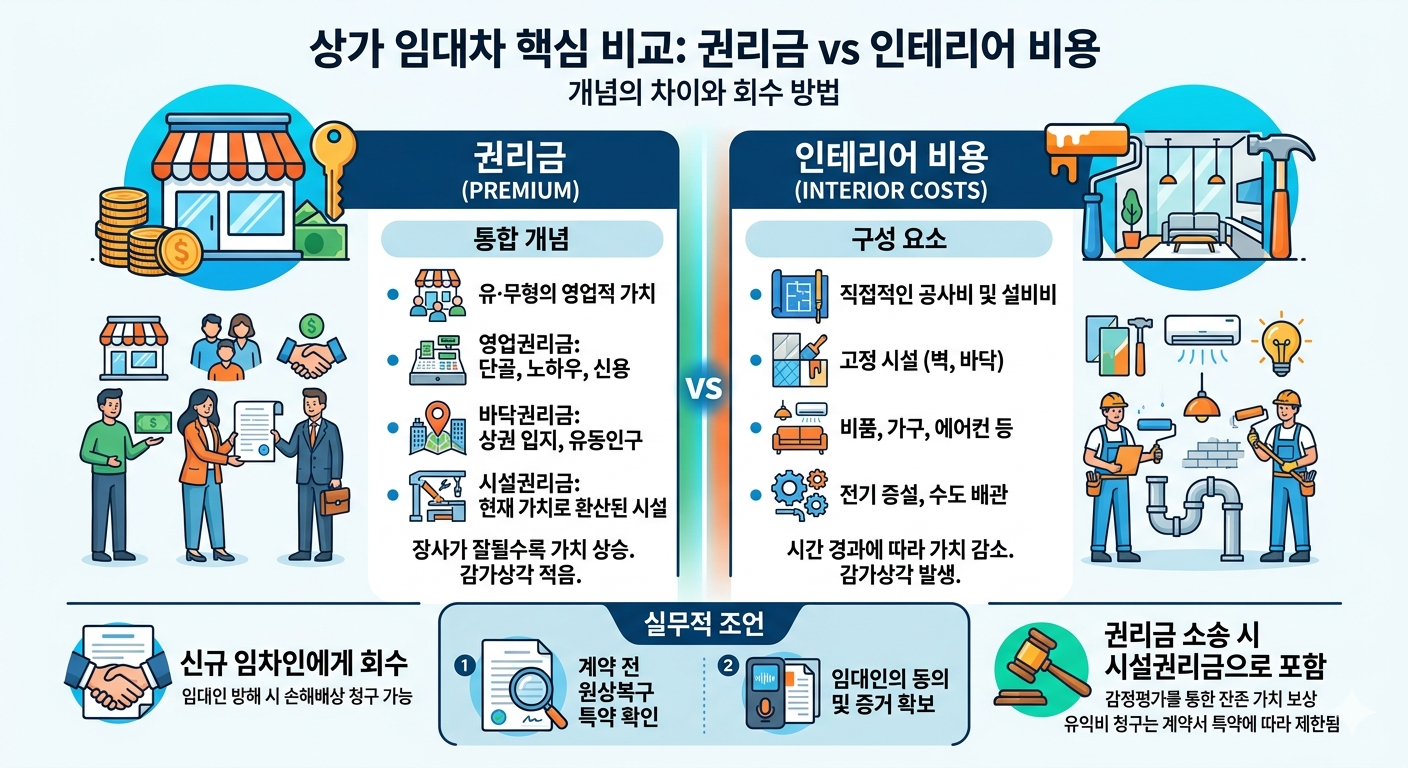 권리금 인테리어비용 차이, 건물주가 직접 사용 시 본전 뽑는 방법!!