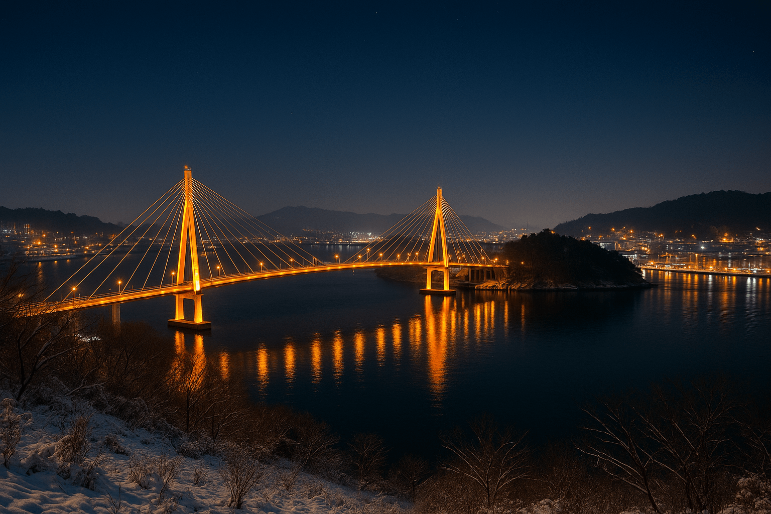 12월 여수 돌산공원에서 만나는 겨울 야경과 이순신대교의 장엄한 빛의 파노라마