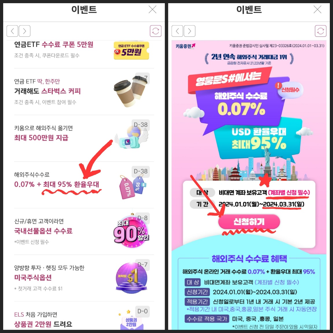 키움증권 환전수수료 우대율 이벤트