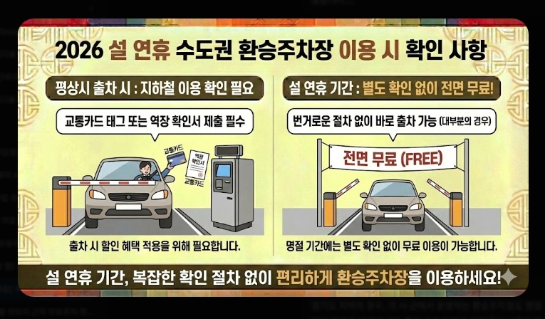 [귀성길] 주요 거점 무료주차장(2026년, 설 연휴, 서울시)(+ 환승주차장)