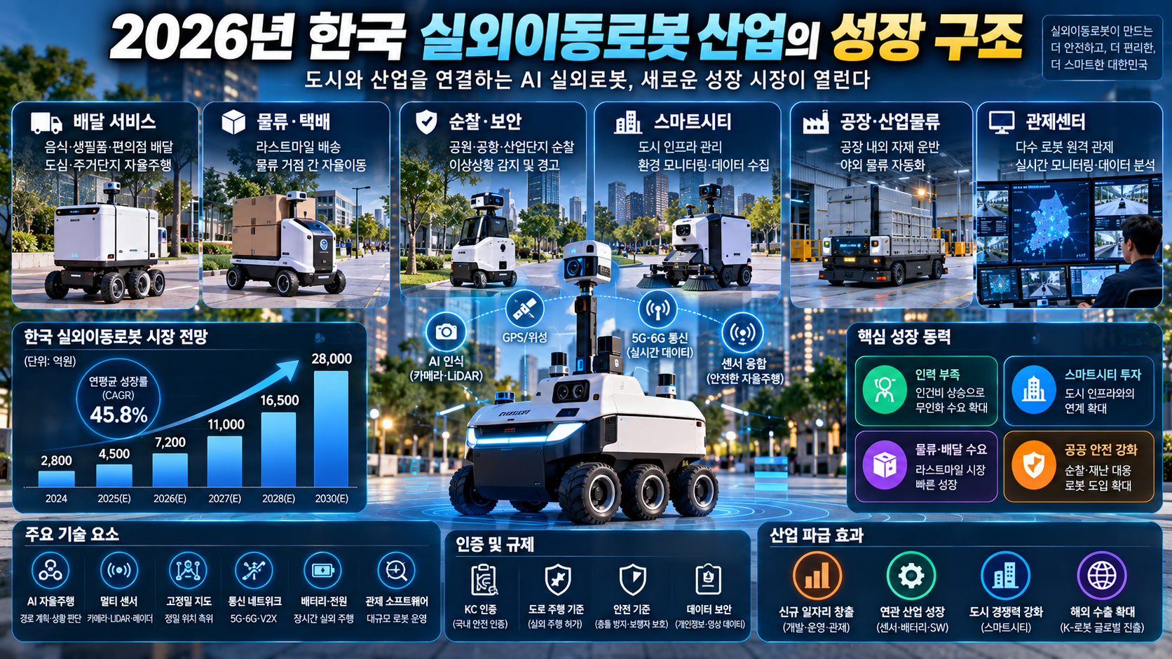 2026년 국내 실외이동로봇 인증과 배달&middot;순찰&middot;물류 시장