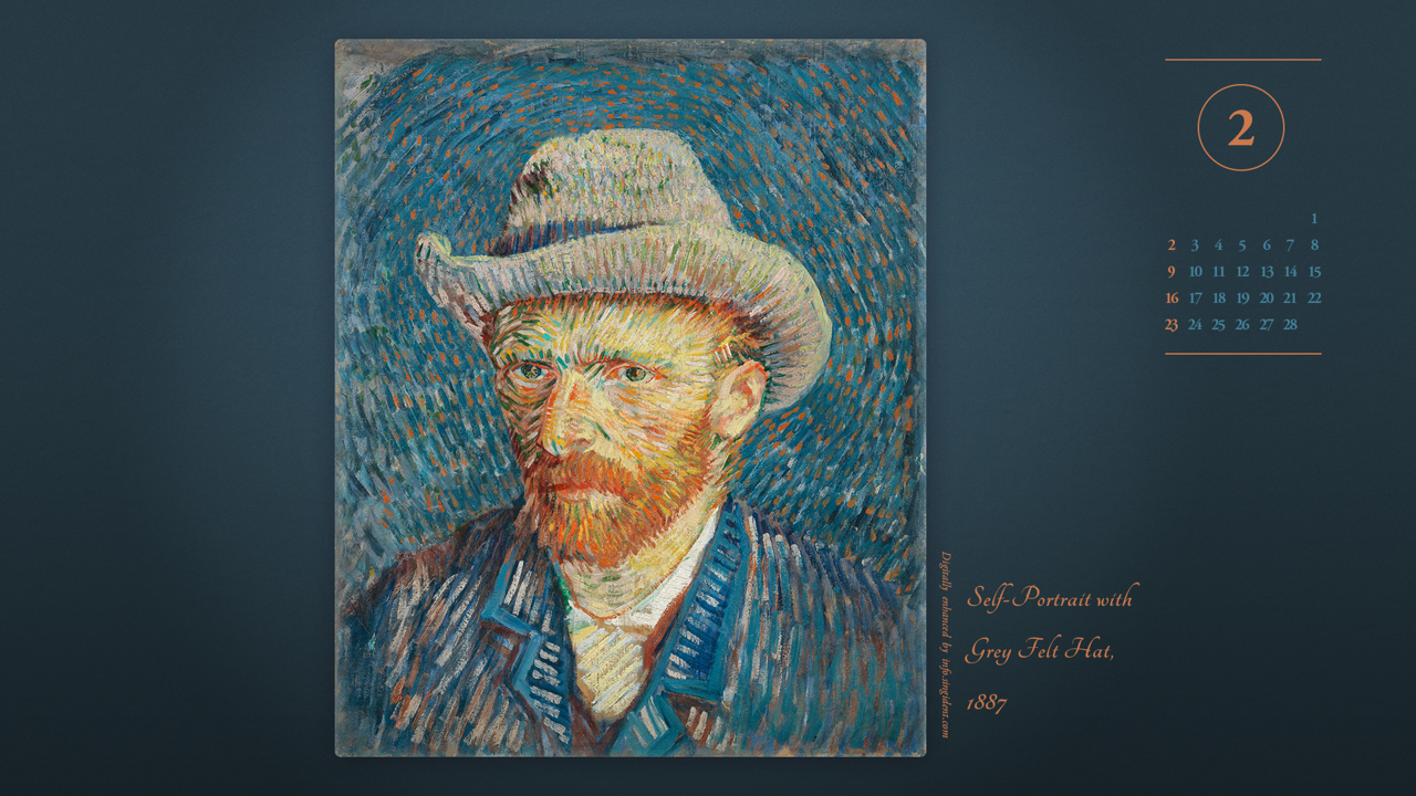 02 회색 펠트 모자를 쓴 자화상, F344 A - 2025년2월 노트북배경화면