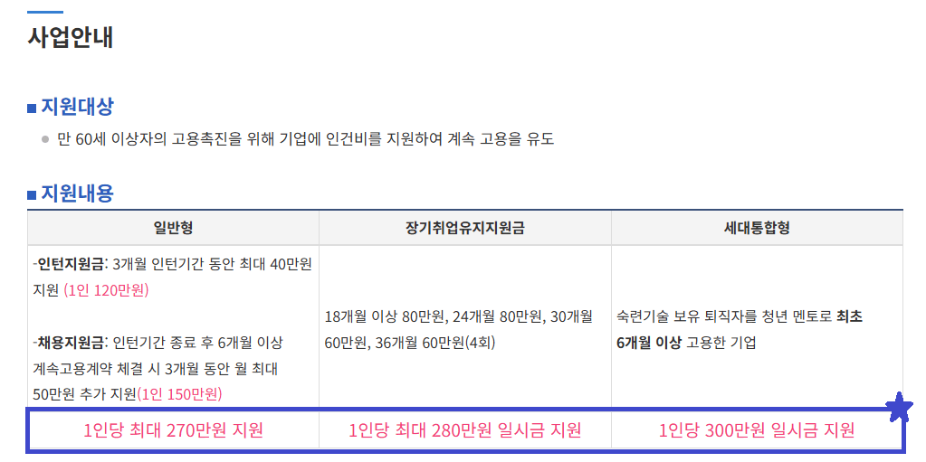 창원노인일자리센터 일자리사업 지원내용