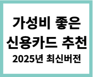 2025년 최신 버전 가성비 좋은 신용카드 추천