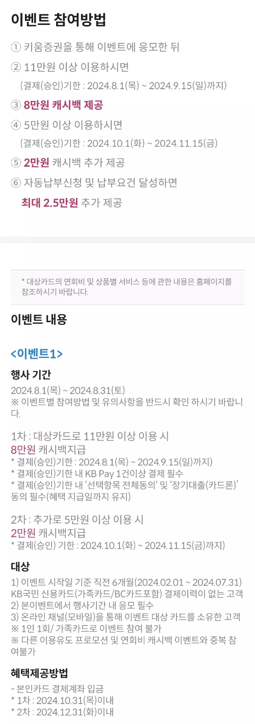 2024년+8월+신용카드+국민+신규혜택+참여방법