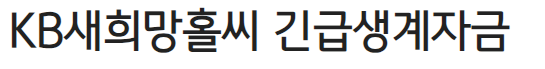 국민은행 새희망홀씨 긴급생계자금대출