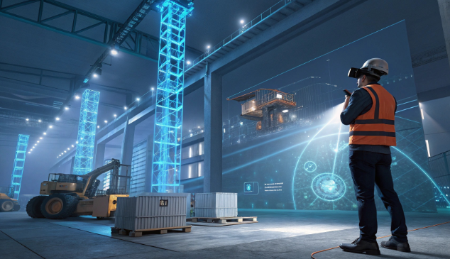 AI 기반 VR/AR을 활용한 건설 시뮬레이션 이미지입니다.