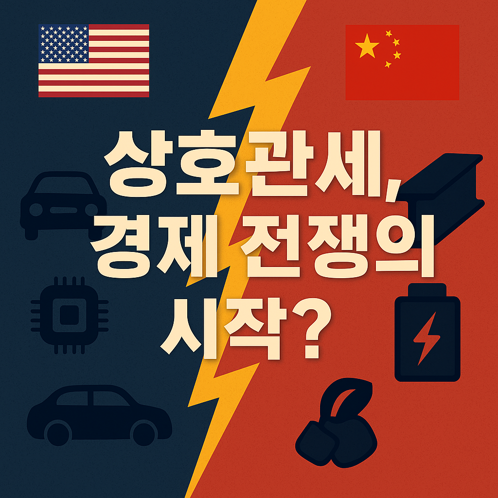 상호관세로 인한 미국과 중국의 무역 충돌을 표현한 썸네일