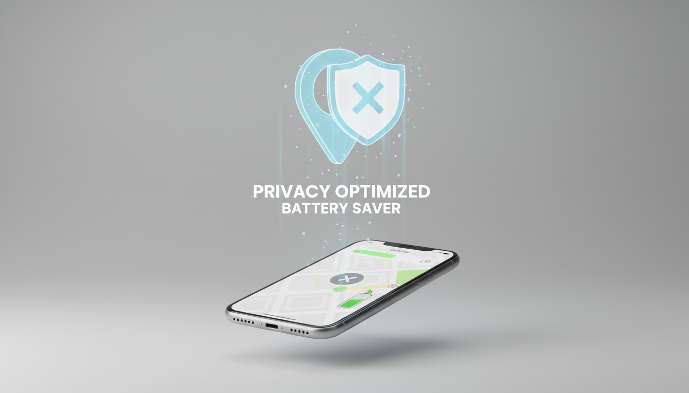 아이폰 시스템 위치 서비스를 최적화하여 배터리를 절약하는 개념 이미지