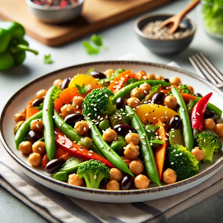 콩류와 채소를 넣은 건강 볶음 요리