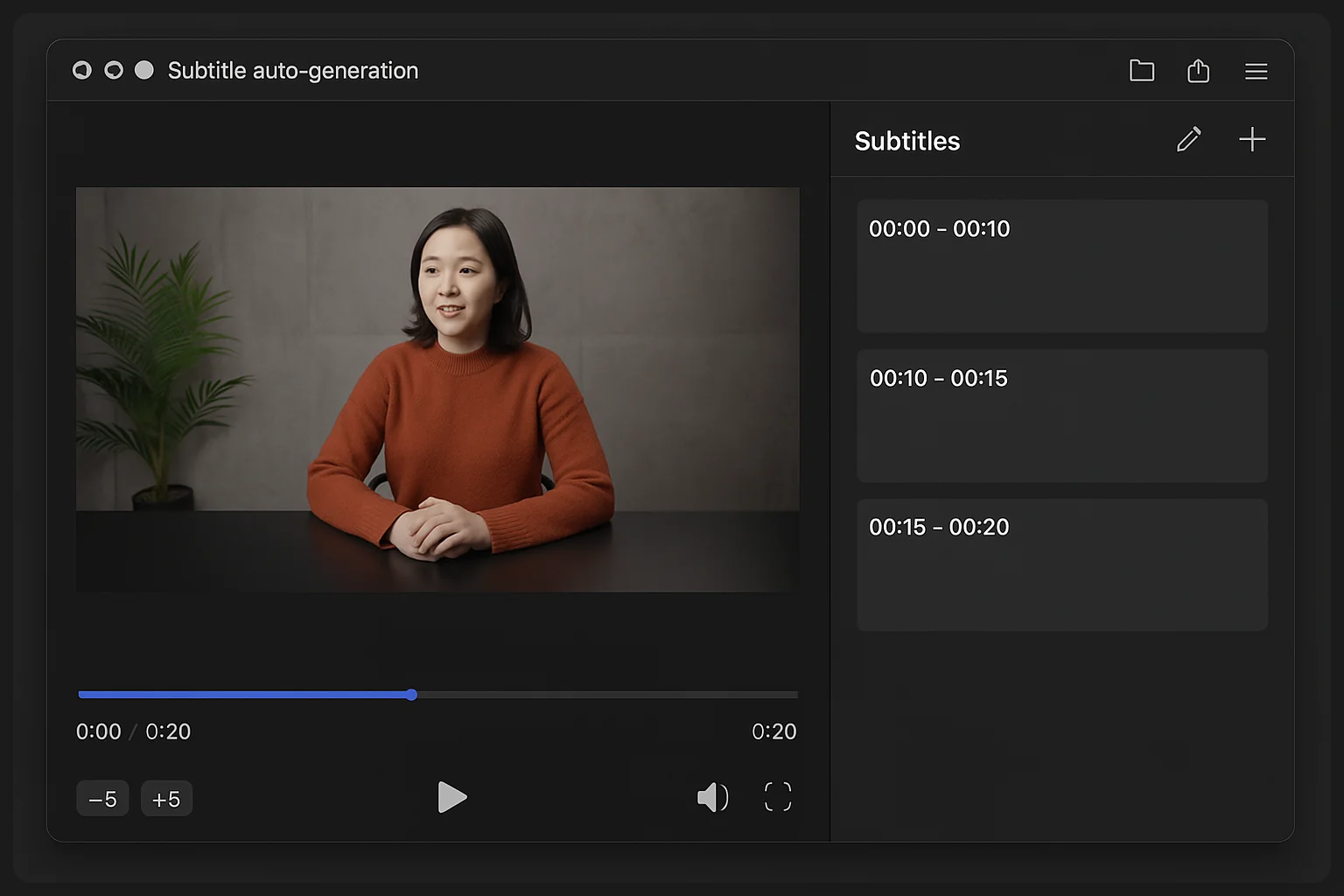 Vrew 자막 생성 UI 모습