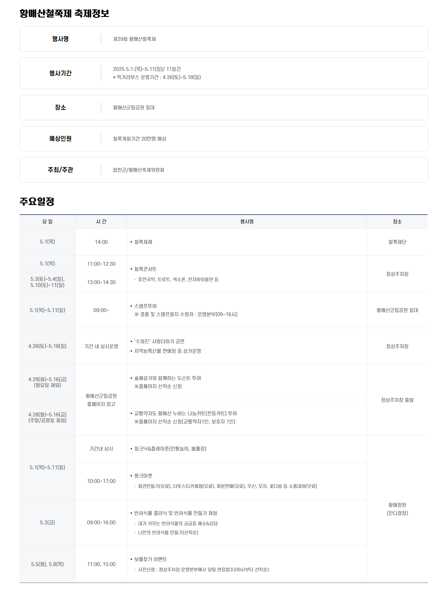 황매산 철쭉제 행사 정보