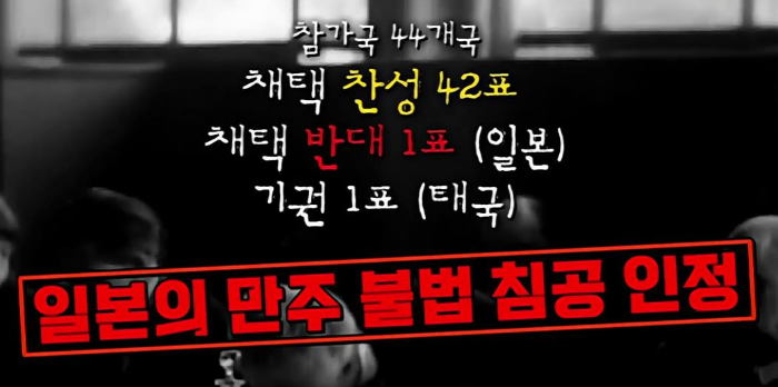 일본의 만주 불법 침공 인정 투표수