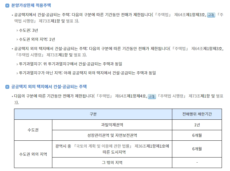 예외적으로 거래가 허용되는 특수 조건 목록
