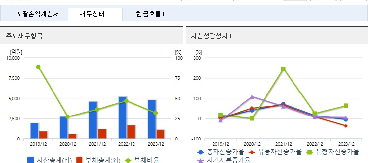 와이씨 재무지표