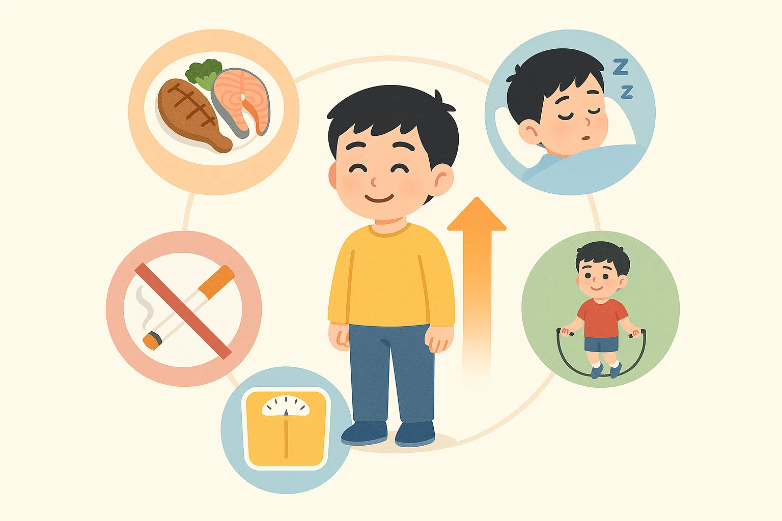성장기 건강 습관, 단백질 식사, 숙면, 운동, 금연, 체중 관리