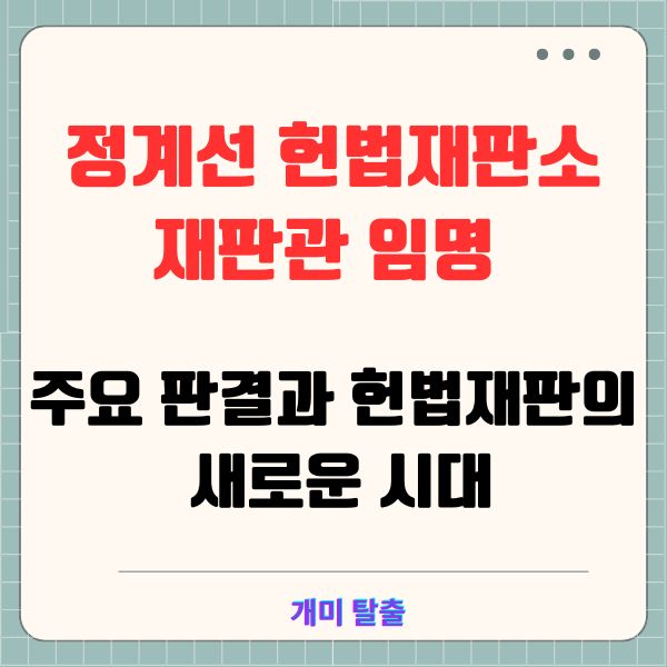 정계선 헌법재판소 재판관 임명 주요 판결과 헌법재판의 새로운 시대