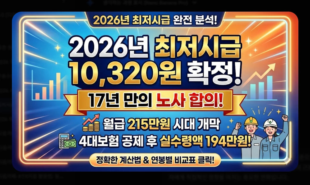 2026년 최저시급 실수령액 계산기 완벽 가이드