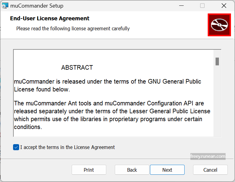 뮤커맨더(muCommander) 설치 화면1