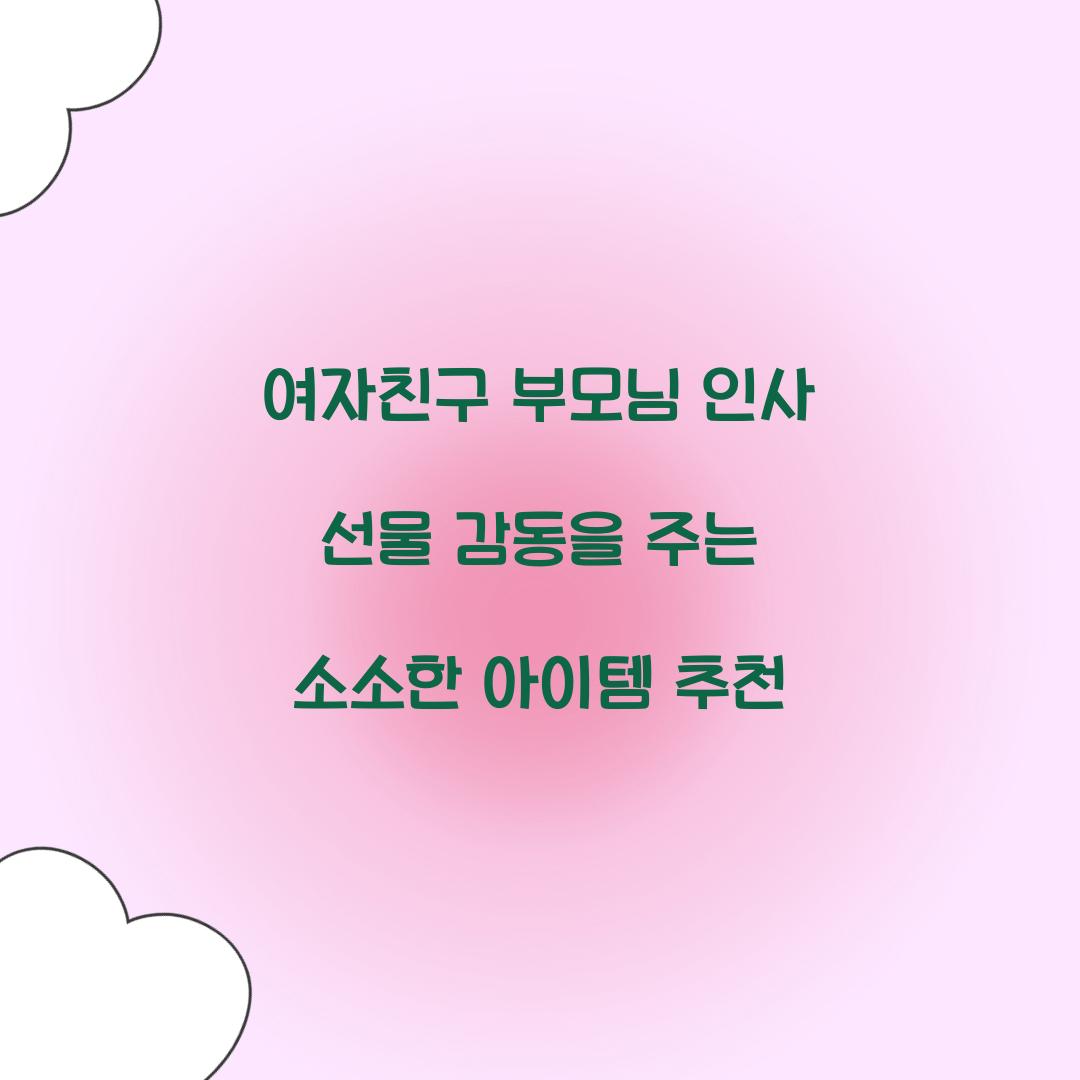 여자친구 부모님 인사 선물