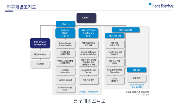 아이언디바이스 연구개발조직도