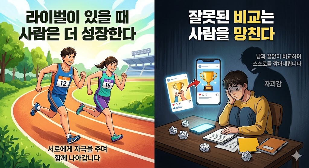 라이벌의 성장과 비교를 통한 마이너스 이미지