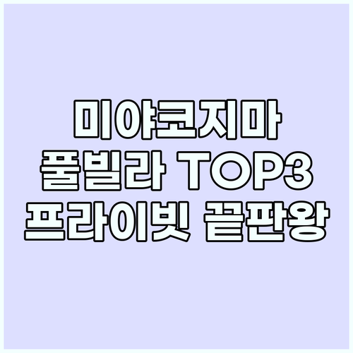 미야코지마 풀빌라 TOP 3: 프라이..