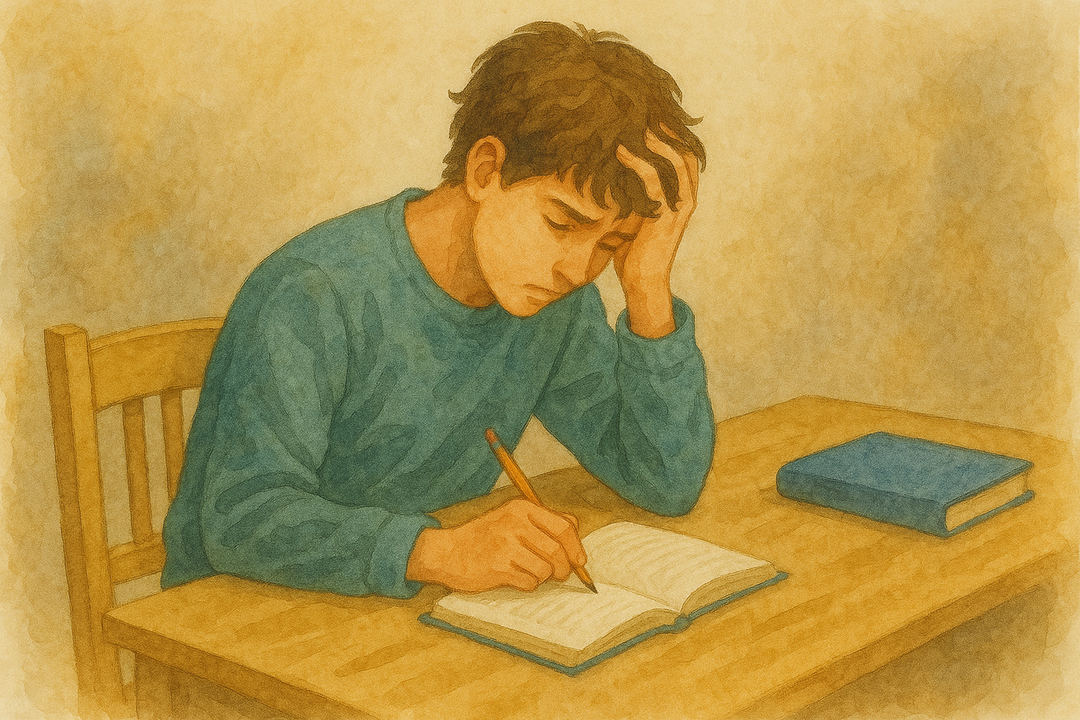 공부에 집중하는 학생