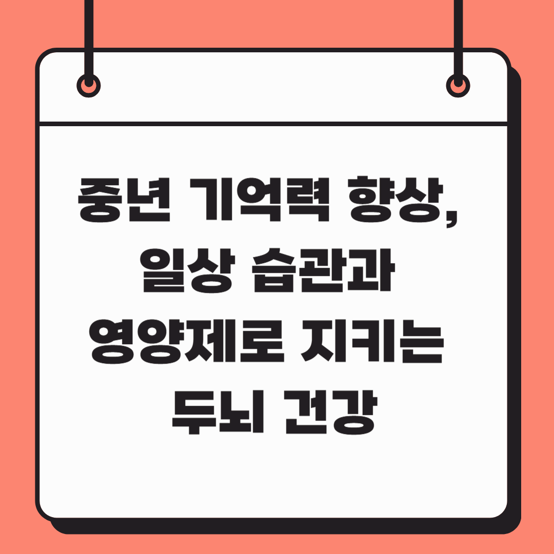 중년 기억력 향상, 일상 습관과 영양제로 지키는 두뇌 건강