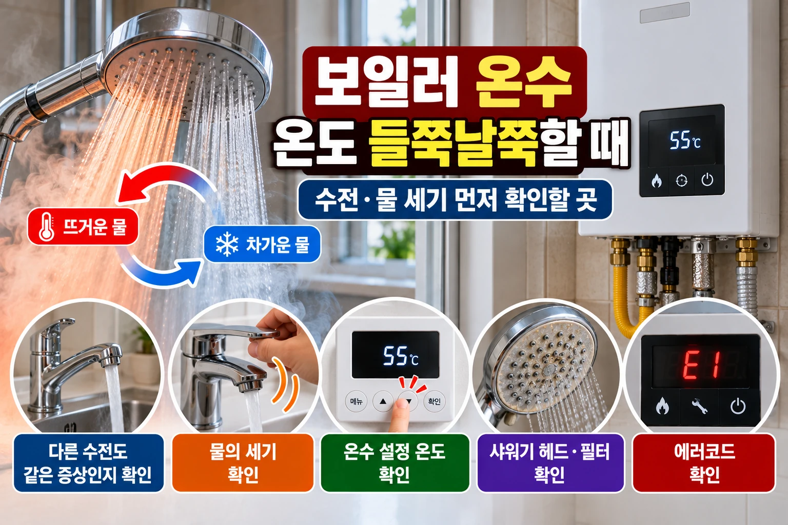 보일러 온수 온도 들쭉날쭉 할 때