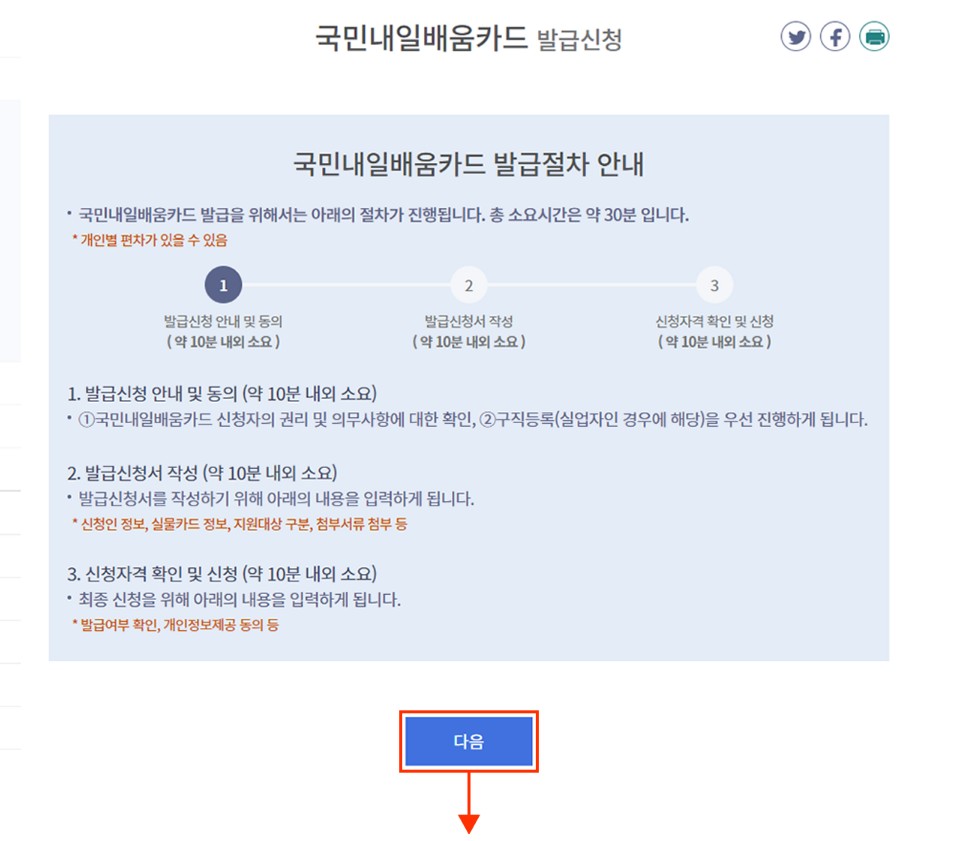 발급절차 확인 및 안내사항 확인(지원대상 확인)