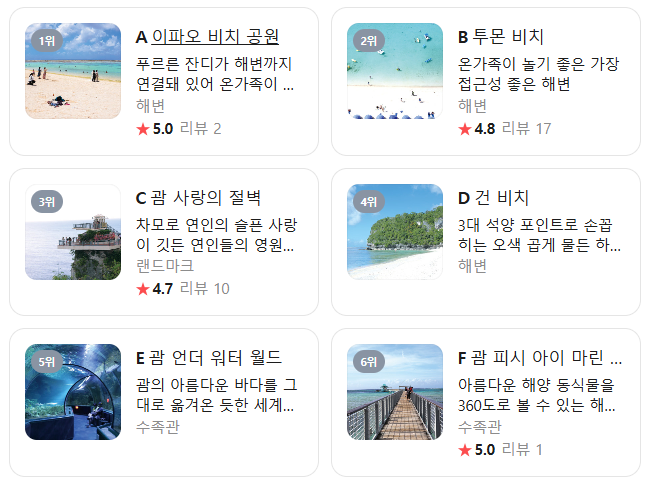 괌 9월 날씨 옷차림 추천 여행지