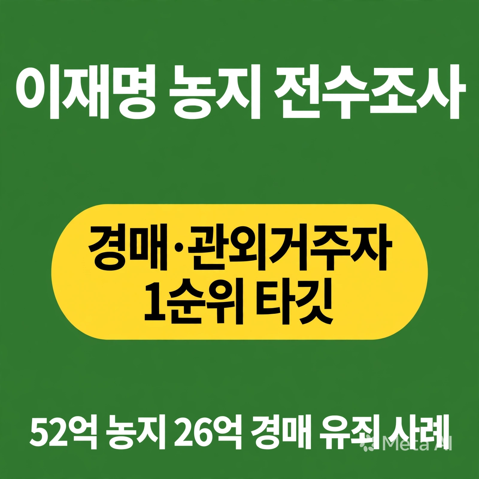 이재명 농지 전수조사, 경매·관외거주자 1순위 타깃입니다