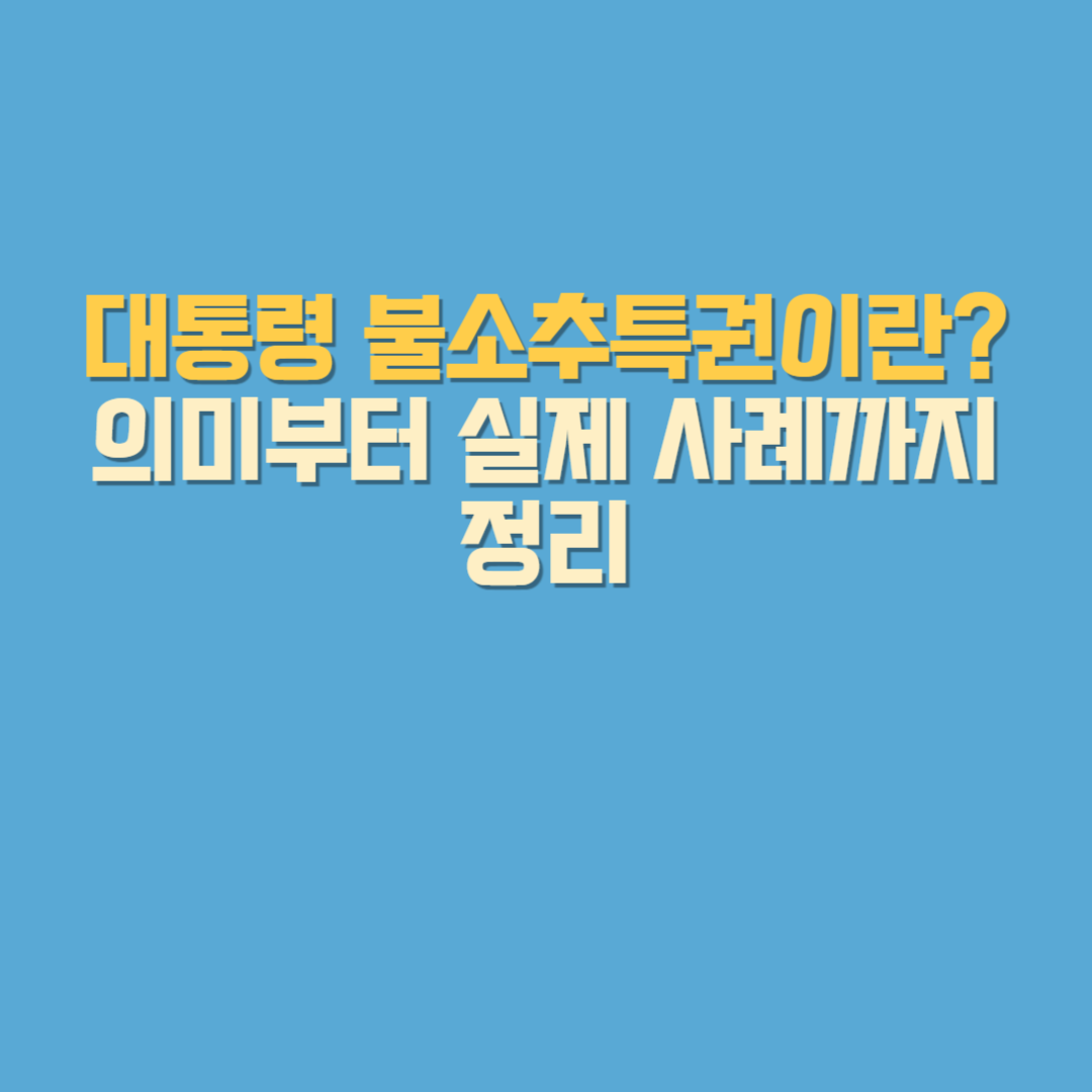 대통령 불소추특권 뜻 정의