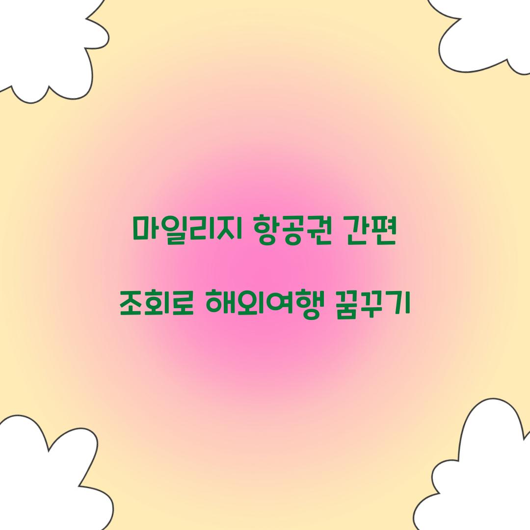 마일리지 항공권 간편 조회