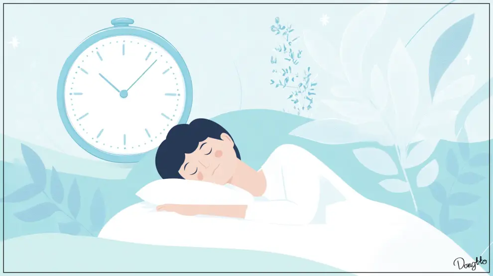 귀에서-소리-나는-증상을-완화하기-위해-규칙적인-시간에-잠을-청하는-사람의-모습