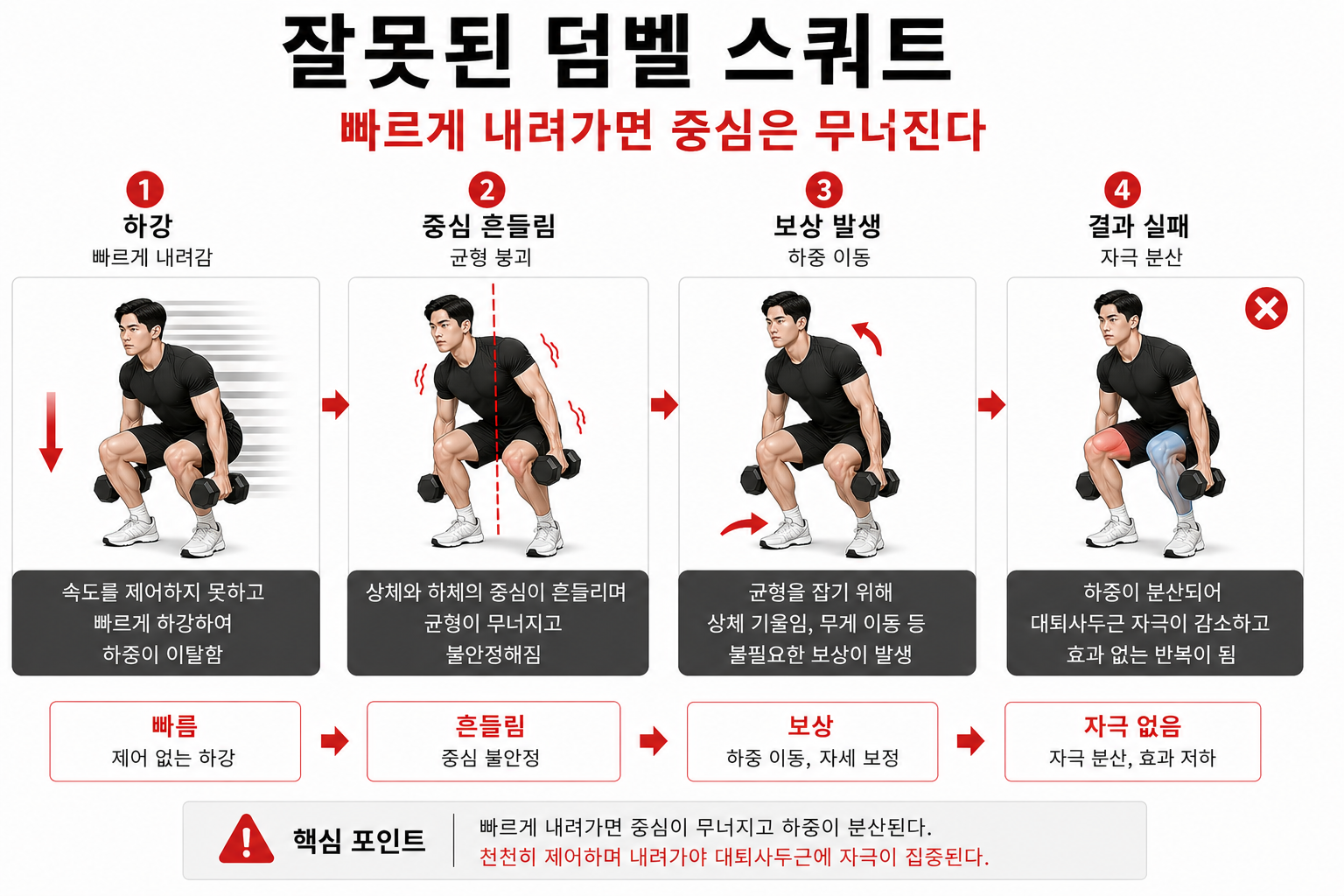 잘못된 덤벨 스쿼트