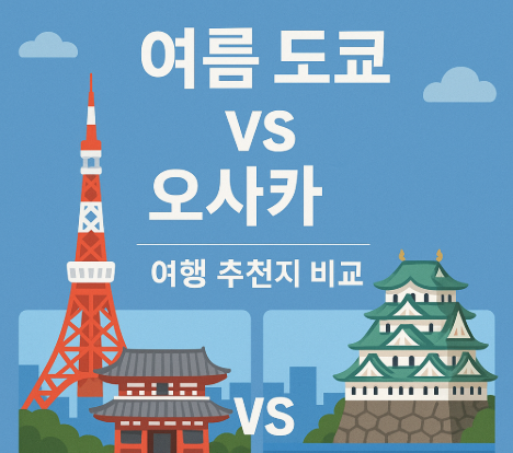 여름 도쿄와 오사카 여행 비교 이미지