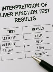 간기능검사결과지와펜