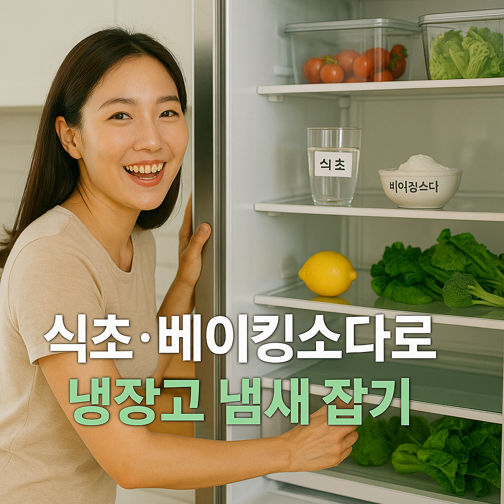 식초와 베이킹소다로 냉장고 냄새 제거