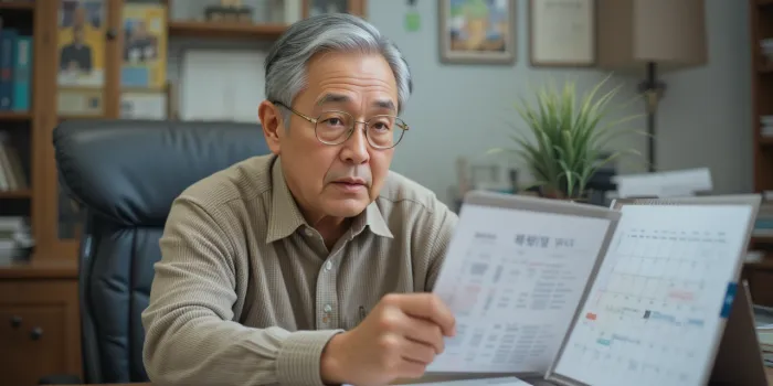 달력 날짜를 이해 못해 혼란스러운 표정의 노년 남성